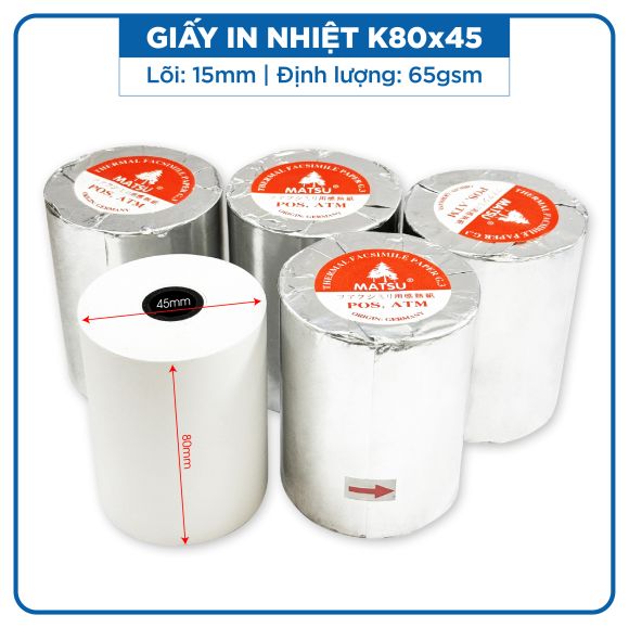 Giấy in nhiệt K80x45 - Giấy in hóa đơn