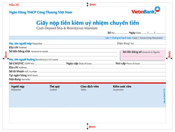 Ấn chỉ Ngân Hàng Vietinbank